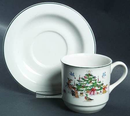 Woodland Christmas (Not Embossed) Flat Cup & Saucer Set