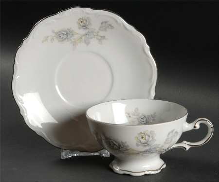 Danielle (Platinum Trim) Footed Cup & Saucer Set