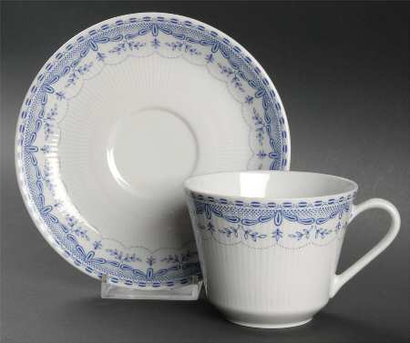 Dresden Blue Flat Cup & Saucer Set