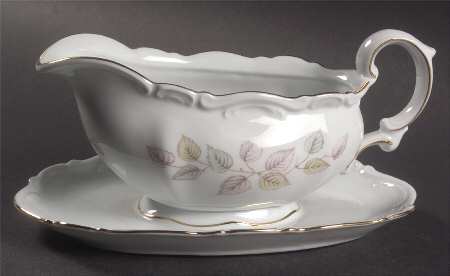 Falling Leaves Gravy Boat with Attached Underplate