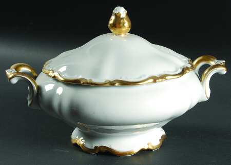 Golden Lark Round Covered Vegetable