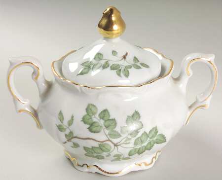 Green Leaves Sugar Bowl & Lid