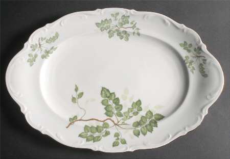 Green Leaves 15" Oval Serving Platter