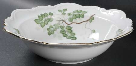 Green Leaves 9" Round Vegetable Bowl