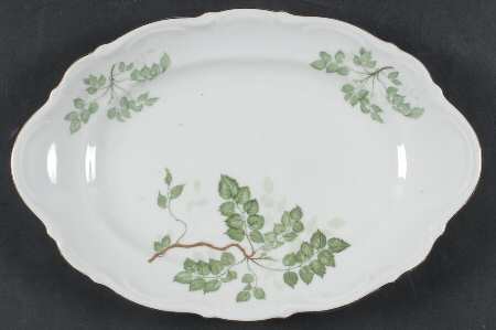 Green Leaves 12" Oval Serving Platter
