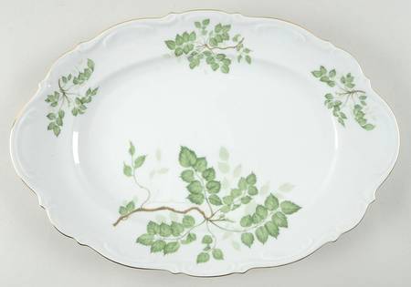 Green Leaves 14" Oval Serving Platter