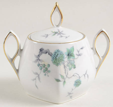 Green Ming (9901, Gold Trim) Mini Sugar Bowl & Lid