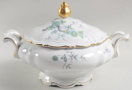 Green Ming (9901, Gold Trim) Round Covered Vegetable