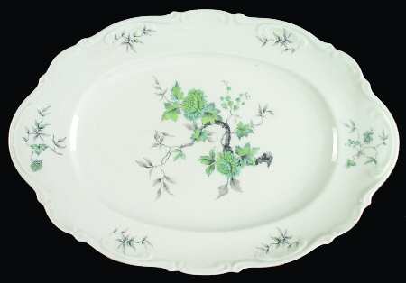 Green Ming (9901, Gold Trim) 15" Oval Serving Platter