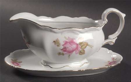 June Rose Gravy Boat with Attached Underplate