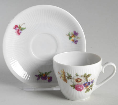 Meissen Floral Flat Demitasse Cup & Saucer Set