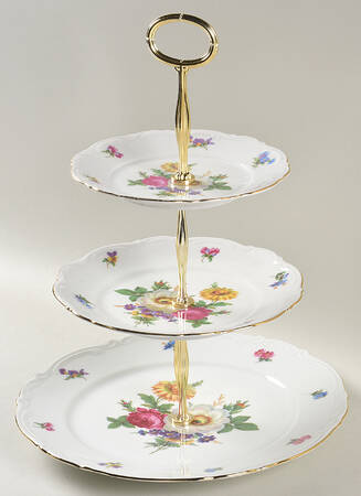 Meissen Floral 13 7/8"-14 1/4" 3-Tiered Serving Tray(DP,SP,BB) HC