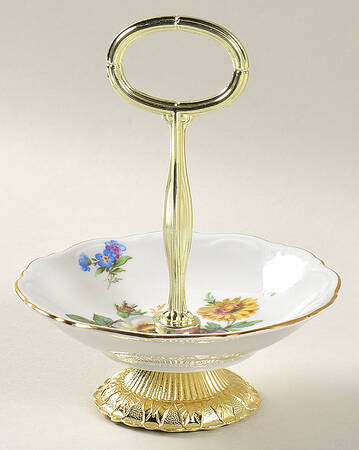 Meissen Floral 6"-7" Handled Footed Nut Dish HC