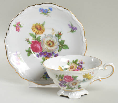 Meissen Floral Footed Cup & Saucer Set