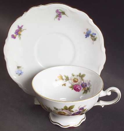 Meissen Floral Footed Cup & Saucer Set