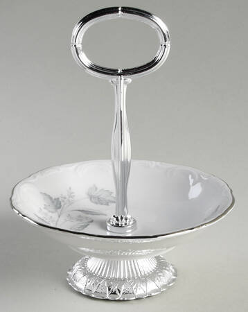 Monika (Platinum Trim) 6"-7" Handled Footed Nut Dish HC