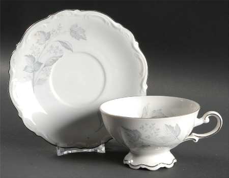 Monika (Platinum Trim) Footed Cup & Saucer Set