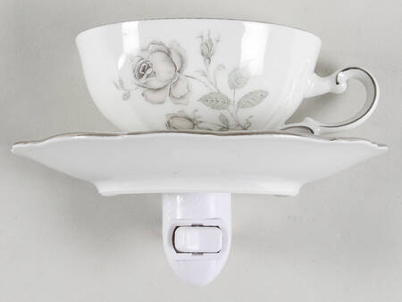 Mystic Rose (Platinum Trim) 4 3/8"-4 5/8" Night Light/Cup & Saucer HC