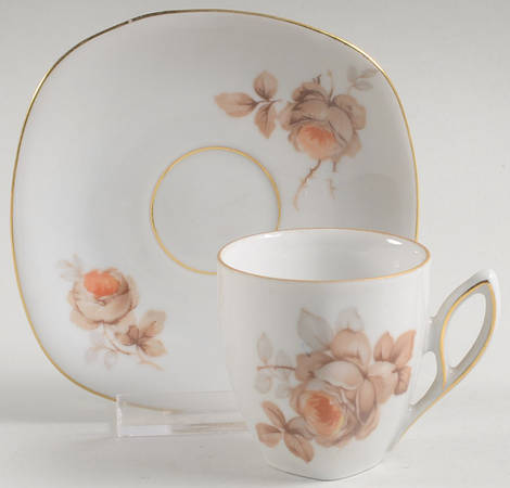 Norway Rose Flat Demitasse Cup & Saucer Set
