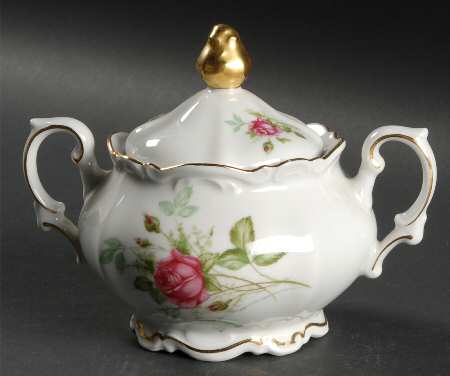 Old Dresden Rose Sugar Bowl & Lid