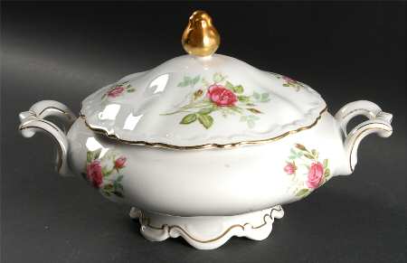 Old Dresden Rose Round Covered Vegetable