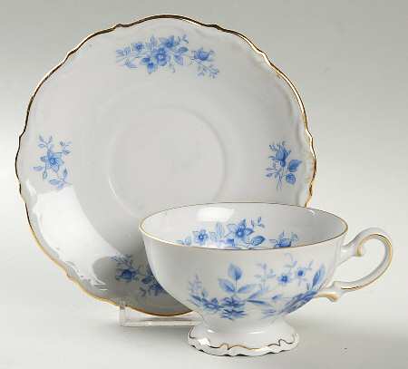 Rhapsody In Blue Footed Cup & Saucer Set by Mitterteich