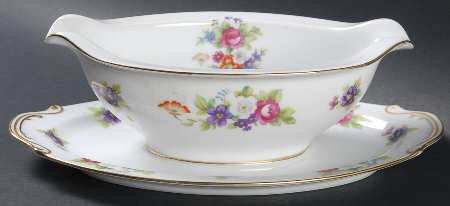 Dresden Rose Gravy Boat with Attached Underplate