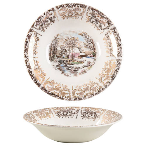 Currier & Ives (Rim, Smooth) Fruit/Dessert (Sauce) Bowl