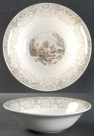 Currier & Ives (Rim, Smooth) 8" Round Vegetable Bowl