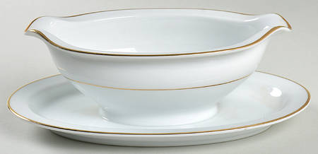 Golden Wedding Day (Smooth) Gravy Boat with Attached Underplate