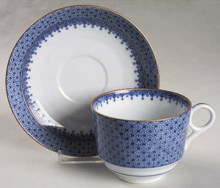 Blue Lace Flat Cup & Saucer Set