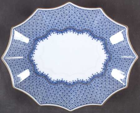 Blue Lace Large Oval Fluted Dish