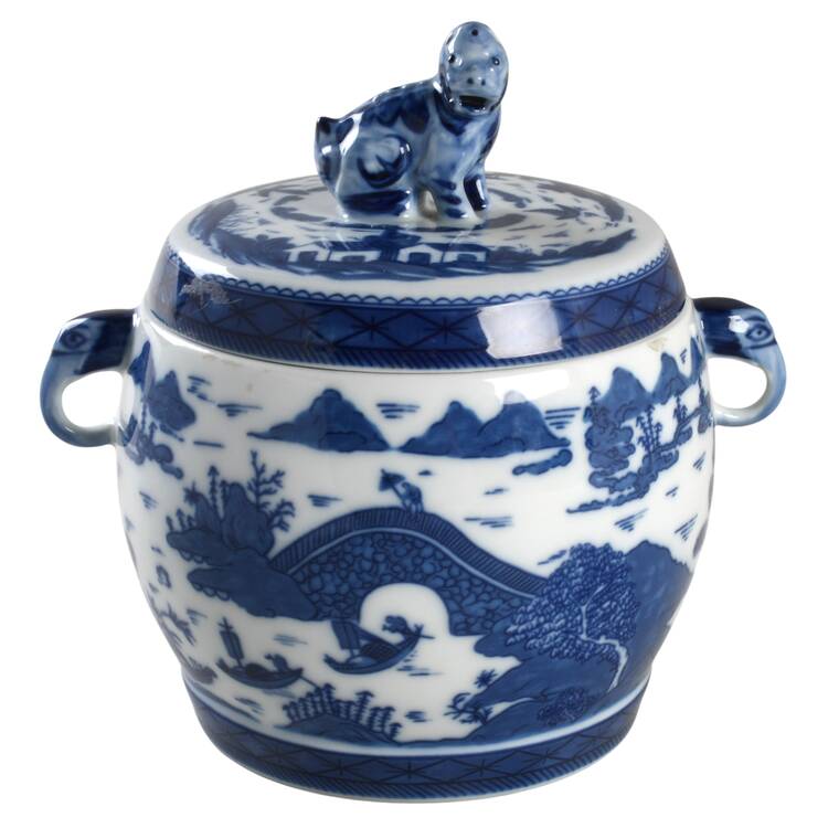 Canton Fu Dog Jar & Lid with Filled Scented Candle