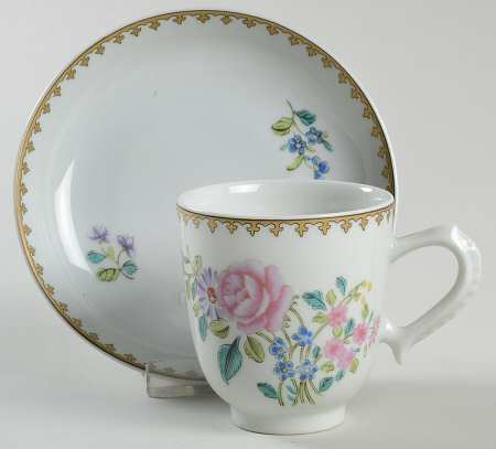 Castle Rose Flat Demitasse Cup & Saucer Set