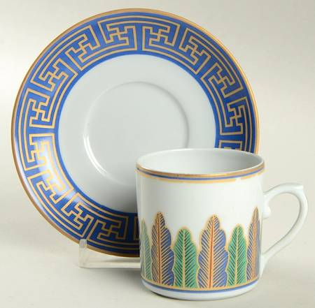 Charleston Feather Flat Demitasse Cup & Saucer Set