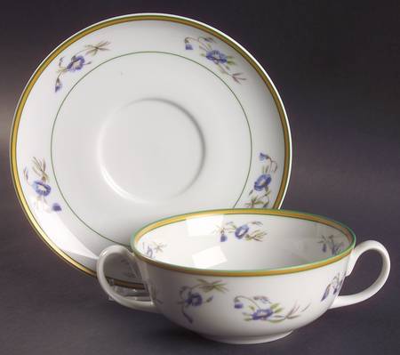 Charleston Flowers Flat Cream Soup Bowl & Saucer Set