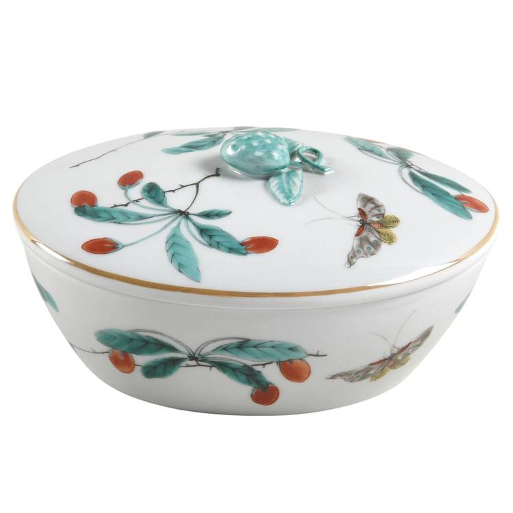 Famille Verte (Green Background) Oval Box & Lid