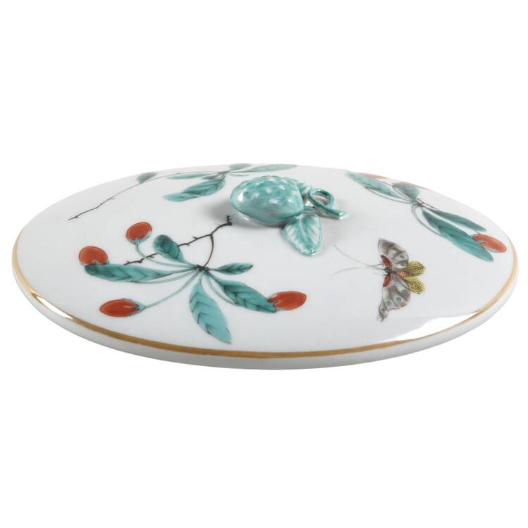 Famille Verte (Green Background) Lid for Oval Box