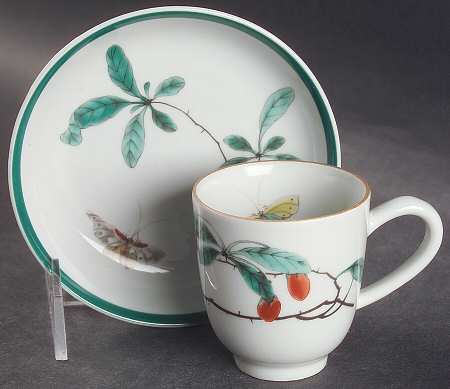 Famille Verte (Green Background) Flat Demitasse Cup & Saucer Set