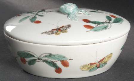 Famille Verte (Green Background) Oval Box & Lid