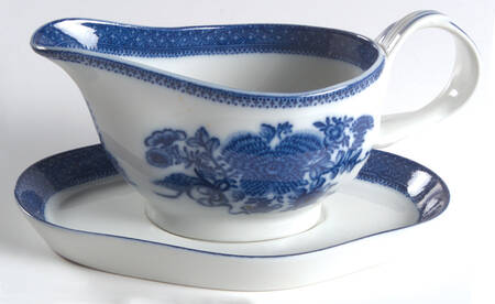 Fitzhugh Blue Gravy Boat & Underplate