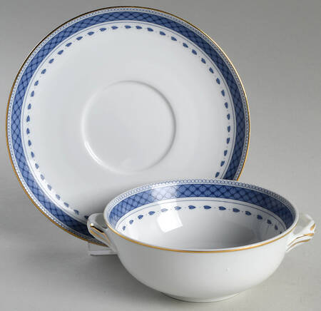 Indigo Flat Cream Soup Bowl & Saucer Set