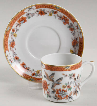 Magnolia & Birds Flat Demitasse Cup & Saucer Set