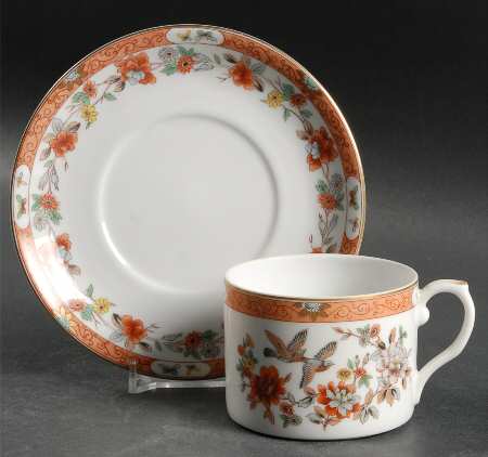 Magnolia & Birds Flat Cup & Saucer Set