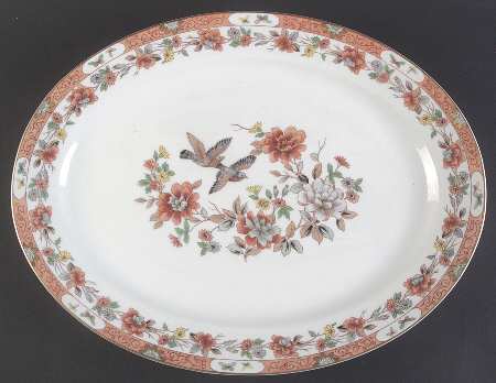 Magnolia & Birds 16" Oval Serving Platter