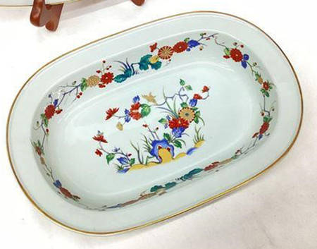 Rock Garden (Pale Blue) 10" Oval Vegetable Bowl