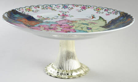 Tobacco Leaf Cake Stand with 4"-5" Metal Pedestal  Hc