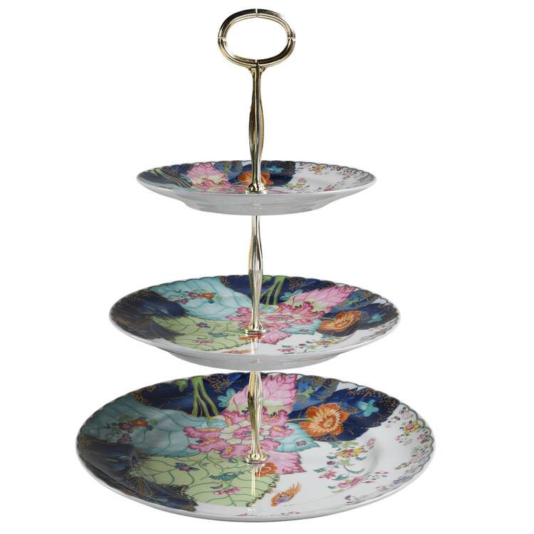 Tobacco Leaf 13 7/8"-14 1/4" 3-Tiered Serving Tray(DP,SP,BB) HC