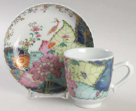 Tobacco Leaf Flat Demitasse Cup & Saucer Set