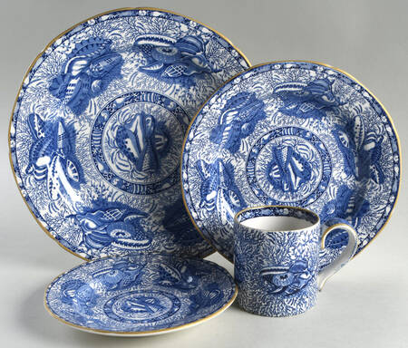 Torquay Blue (Yellow Trim) 4 Piece Place Setting
